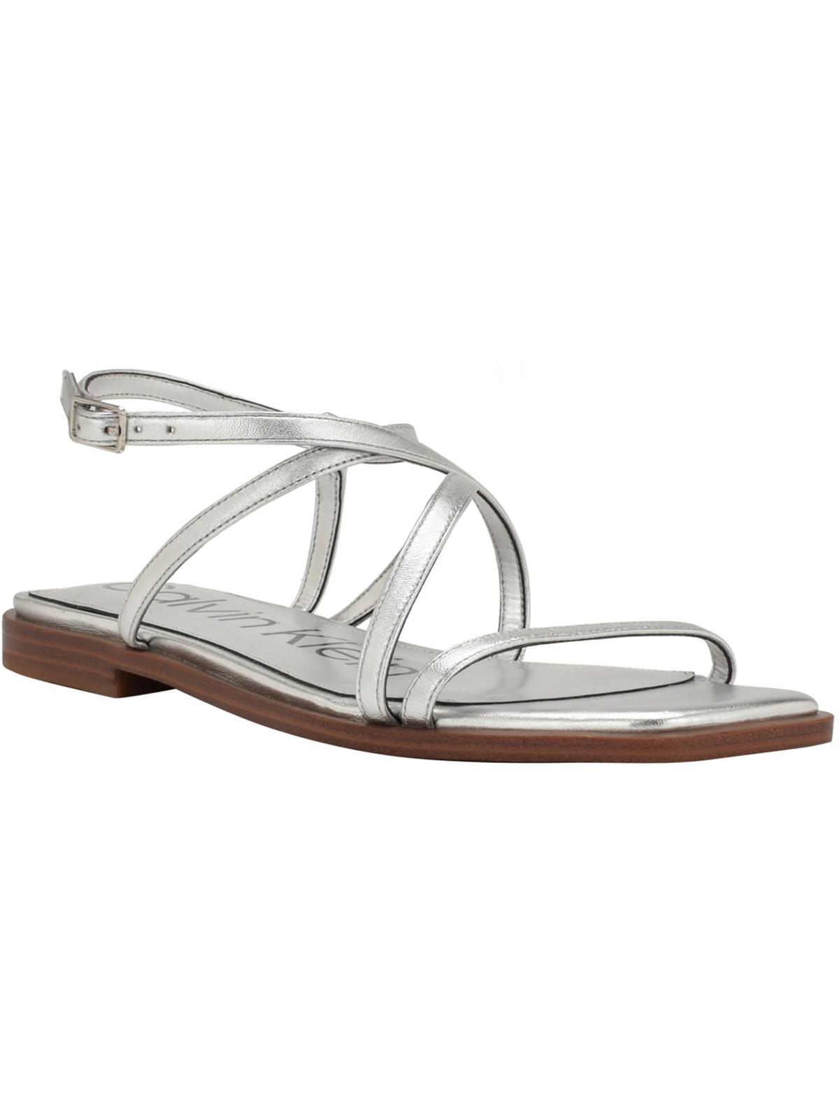 Calvin Klein Womens Millia2 Leather Casual Ankle Strap